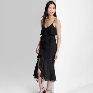 Wild Fable Black Ruffle Midi Dress